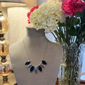 White House Black Market Silver and Onyx Necklace